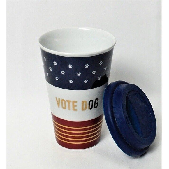 VOTE DOG Ceramic Mug with Lid by DOGHAUS - Picture 2 of 3
